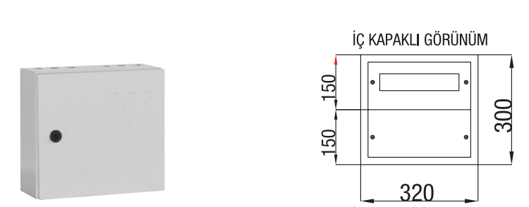 Elektrik Dağıtım Panosu Sıva Üstü 12 Sigortalı ( W : 320 X H : 300 X D : 150 mm )