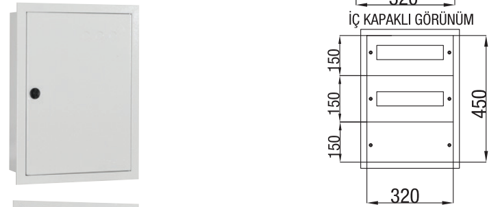 Elektrik Dağıtım Panosu Sıva Altı 24 Sigortalı ( W : 320 X H : 450 X D : 140 mm )