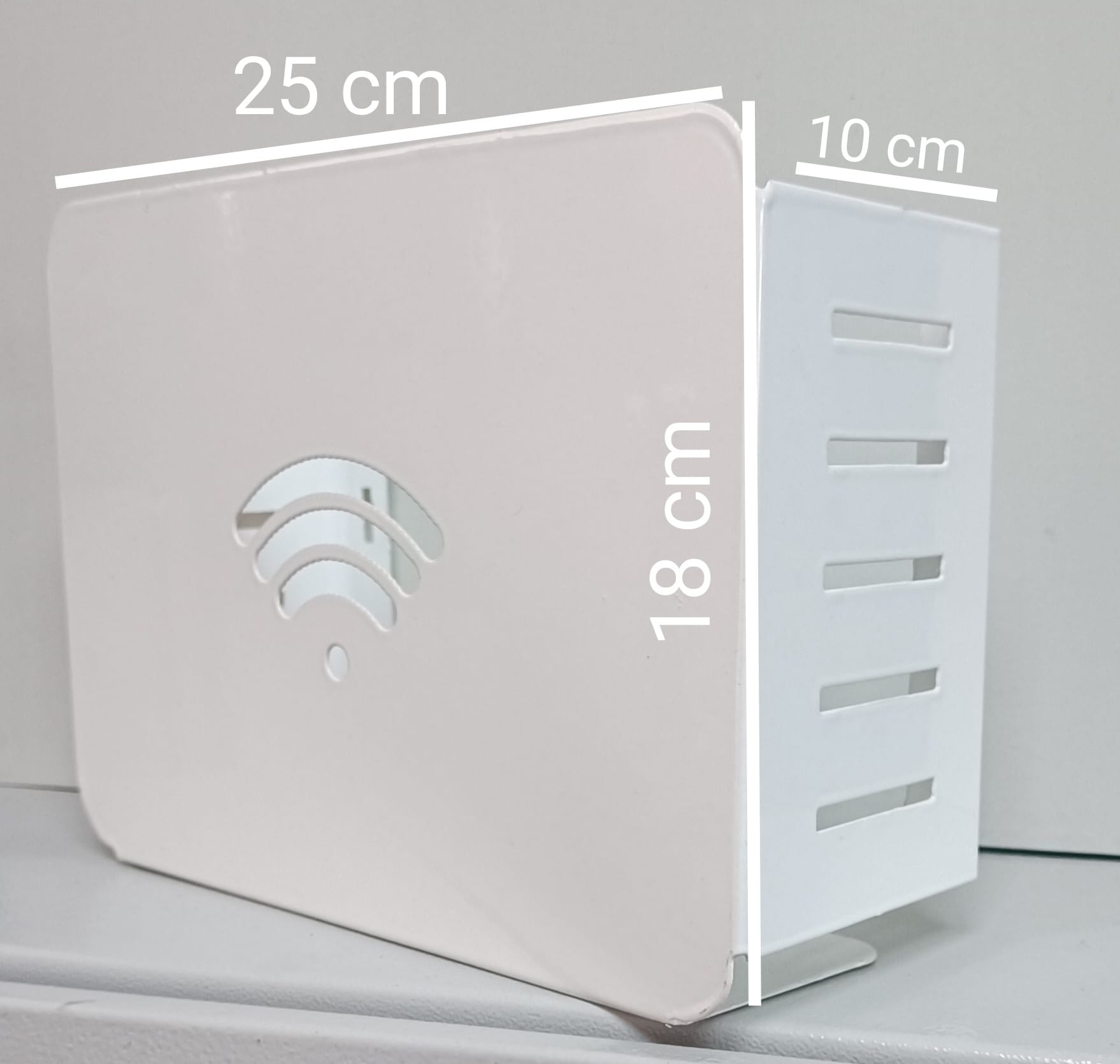 Modem Saklama Kutusu Wifi Cebi Çok Amaçlı Duvar Tipi Metal Aparat Beyaz Tp - Link-Apple Tv Uyumlu 250X180X100 mm 